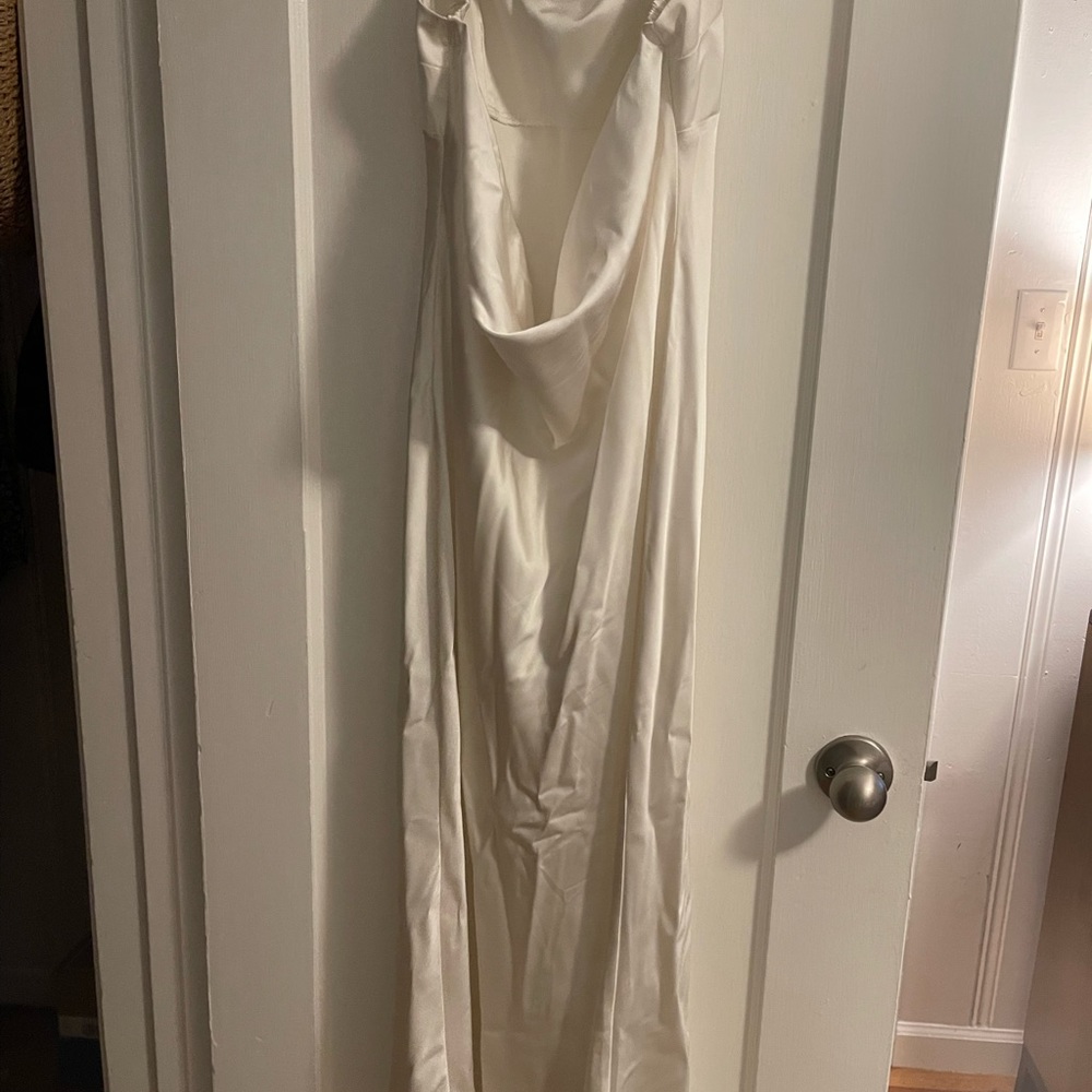 Abercrombie & Fitch Off White Back Cowl Slip Dress Satin